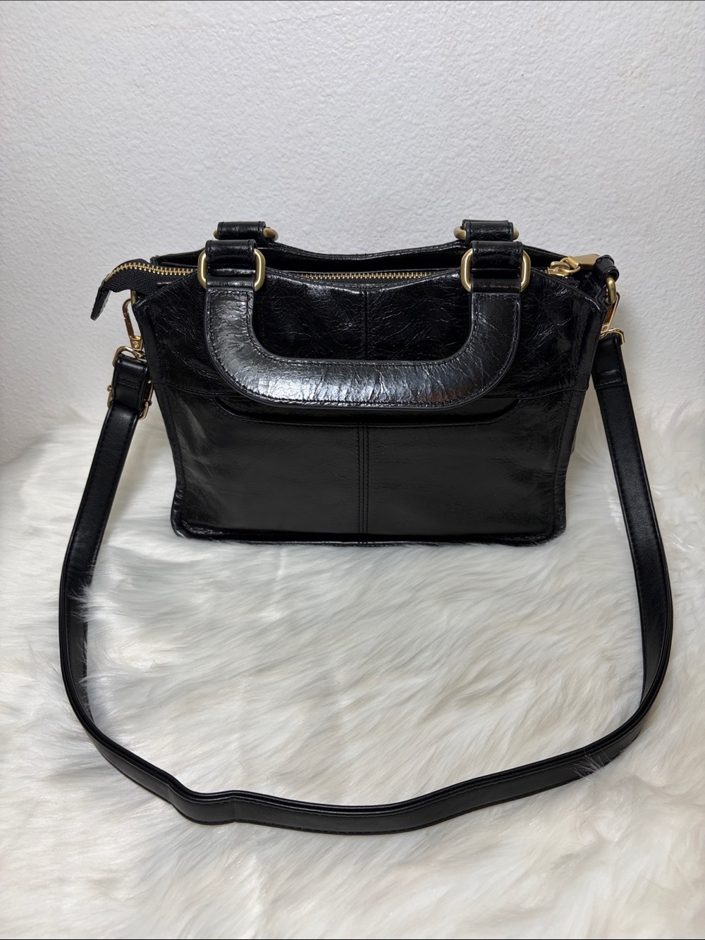 HOBO Classic Black Leather Shoulder Purse